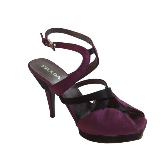 Prada Satin Platforms Peep Toe Size 8 1/2 - Picture 1 of 10